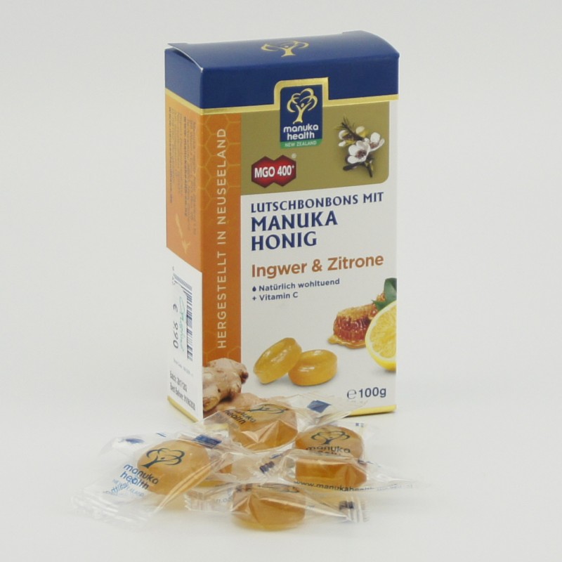 Manua-Honig MGO 400+ Lutschbonbon Ingwer-Zitrone