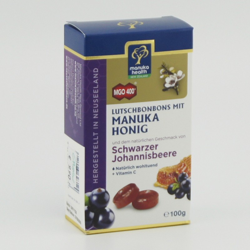 Manua-Honig MGO 400+ Lutschbonbon schwarzer Johannisbeere
