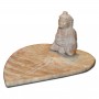 Räucherstäbchenhalter Speckstein, Buddha auf Blatt